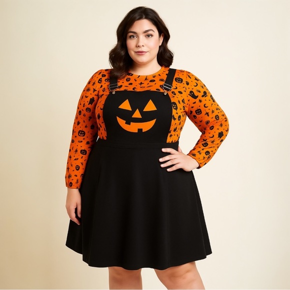ModClothxBlack Friday Collab Pumpkin Jumper Dress 
Halloween xl jackOlantern NWT - Picture 3 of 15